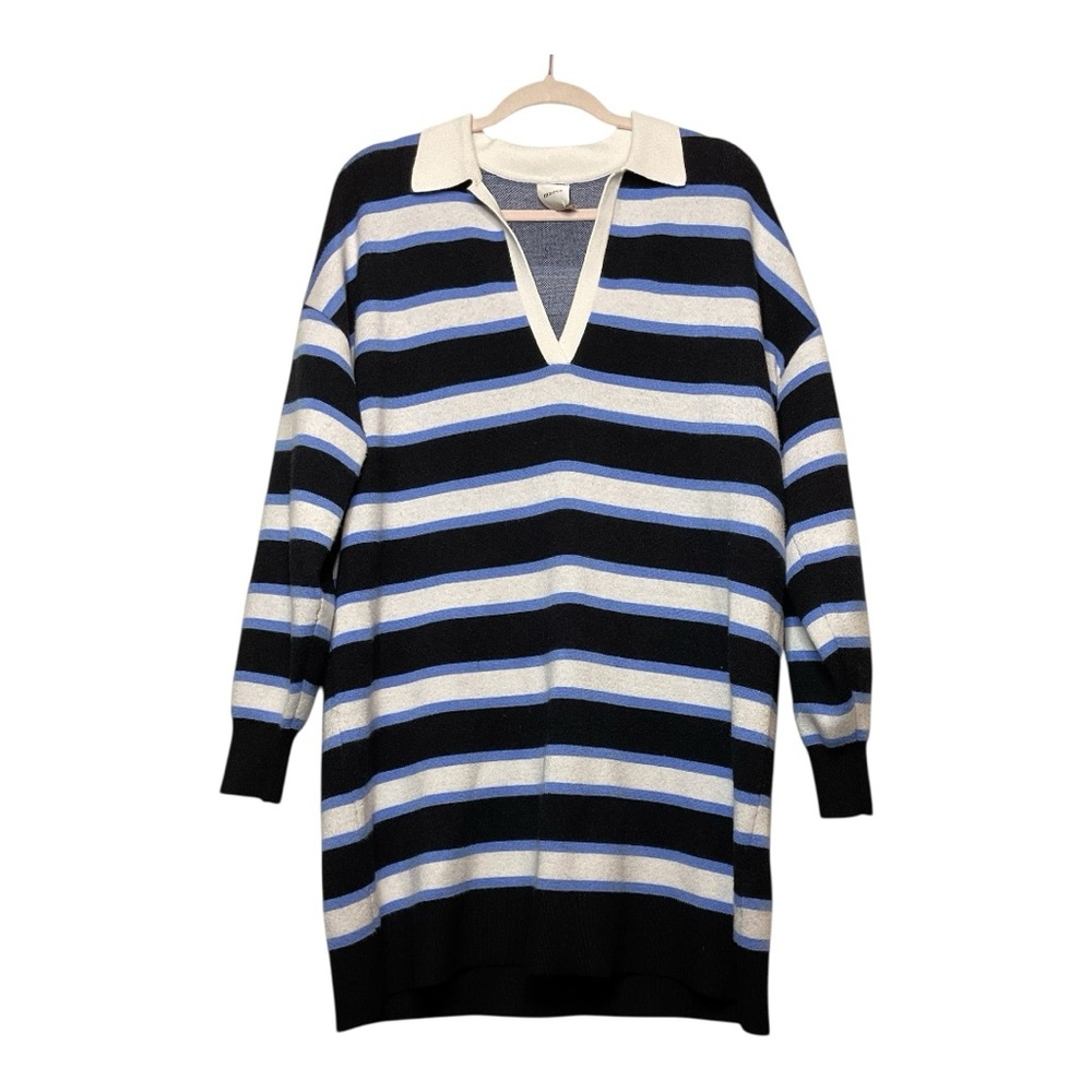 Women’s Anthropologie Maeve striped, long sleeve, collared dress, size medium‎